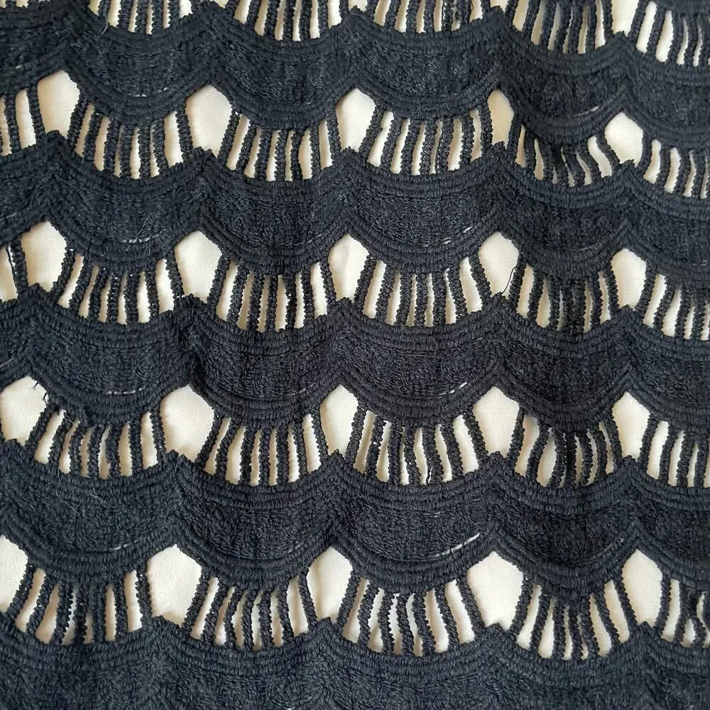 Kate Spade Scallop Crochet Lace Top Blouse Black Lined S $268